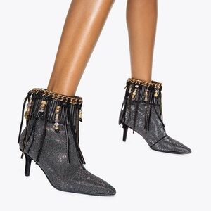 Kurt Geiger London Fringe Bead and Chain Crystal Embellished  Dress Booties